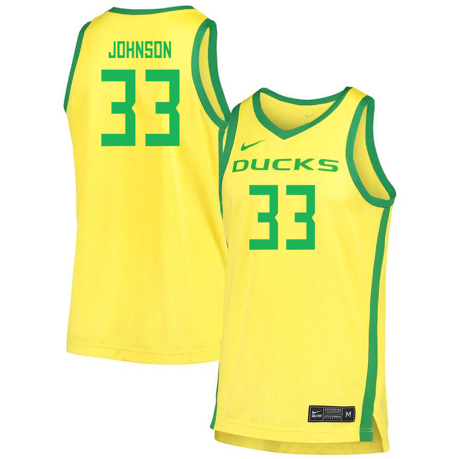 Men #33 Isaac Johnson Oregon Ducks College Basketball Jerseys Sale-Yellow - Click Image to Close